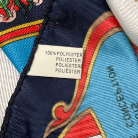 Vintage Lourdes Et La Grotte 30” Religious Scarf Blue Border - Picture 3 of 5